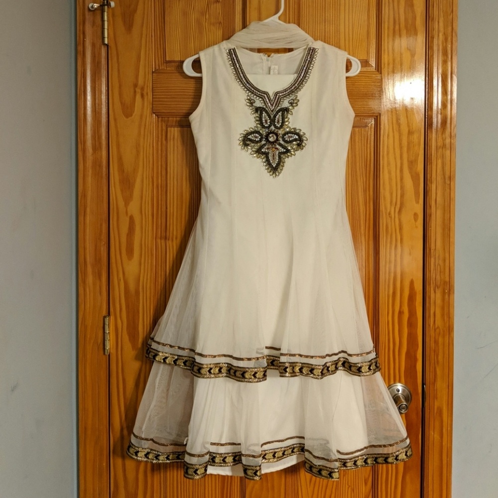 White sparkly anarkali
